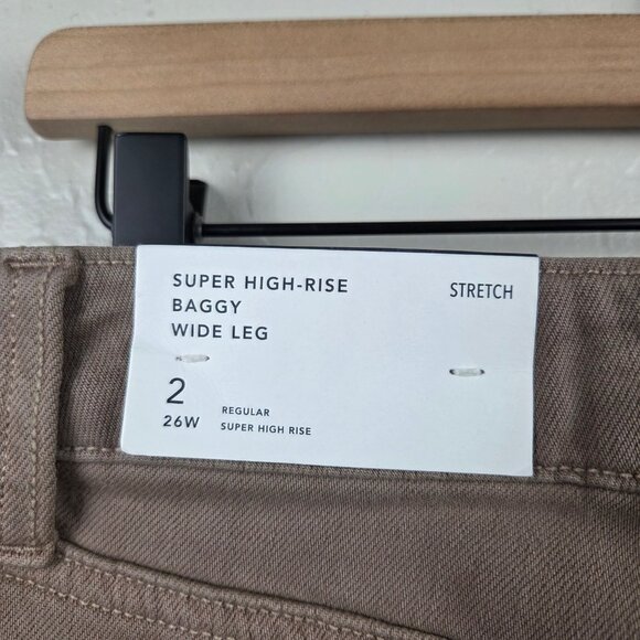 American Eagle Super High-Rise Baggy Wide Leg Jean Brown Sz 2 90s Y2K Retro NEW - Picture 8 of 12